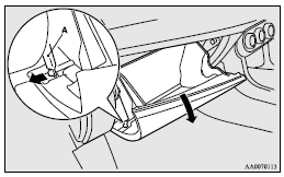 3. While pressing the side of the glove box, unhook the left and right hooks