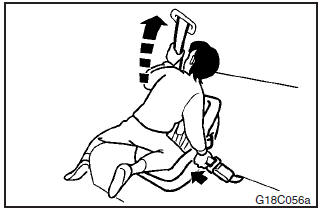 5. After confirming that the belt is locked, grab the shoulder part of the belt