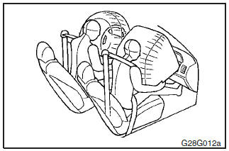 The driver’s air bag is located under the padded cover in the middle of the steering