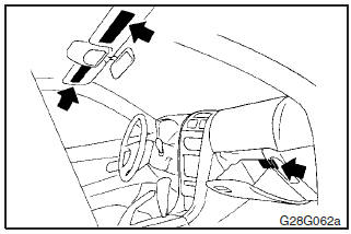 Passenger restraint warning/caution labels are attached as shown in the illustration.