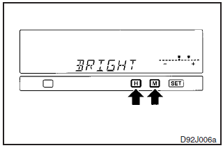 2. Adjust the brightness by moving the cursor with the “H” or “M” button.