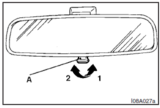 The lever (A) at the bottom of the mirror can be used to adjust the mirror to