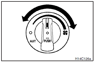 Adjust the blower speed by turning the blower speed selection dial clockwise