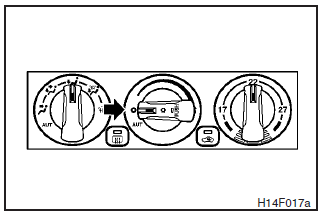 By setting the blower speed selection dial to the “”