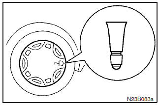 Align the tyre valve with the valve opening provided on the wheel cover.