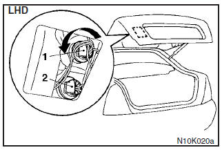 Remove the cover with a screwdriver. Turn the bulb socket anti-clockwise to remove