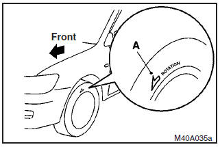 (2) If the tyres have arrows (A) indicating the correct direction of rotation,