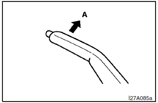 Pull the parking brake lever up to check the number of ”clicks” that the ratchet