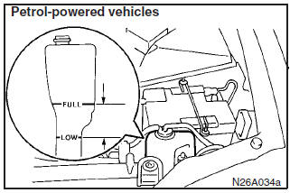 4. Check the coolant level in the reserve tank. If there is none, make sure that