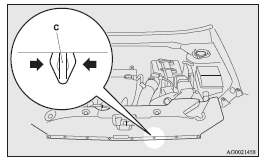 3. Install the upper cover, and then attach the moulding (D).