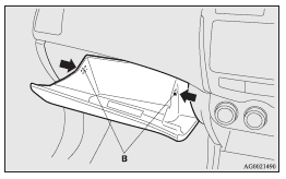 4. Remove the glove box fastener, and then remove the glove box.