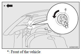 4. While holding down the tab (D), pull out the socket (E).