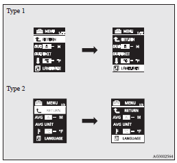 3. Press and hold the multi-information meter switch for about 2 seconds or more