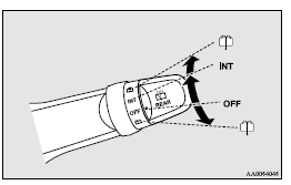 INT- The wiper operates continuously for several seconds then operates intermittently