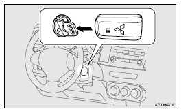 9. Turn the emergency key with keyless operation key to the “ON” position. The