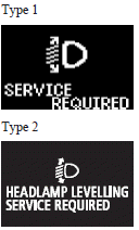 If there is a fault in the automatic headlamp levelling system, the warning display