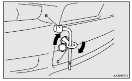 4. Secure the tow rope to the front towing hook.