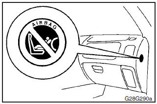 The label shown here is attached on vehicles with front passenger air bag. If