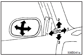 Adjust the mirrors by operating the lever as indicated by the arrows.