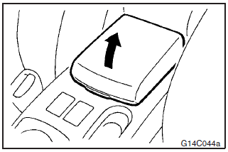To open the box, tilt the armrest backward and raise the lid. (Refer to “Armrest”