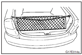To use, attach the cargo net to the hooks as shown in the illustration.