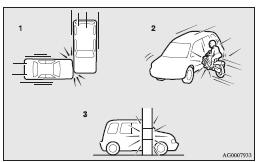 1- Side impacts in an area away from the passenger compartment